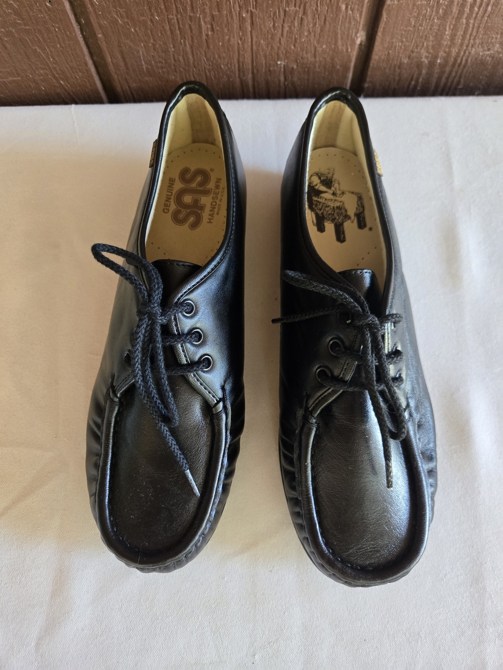 SAS Black Leather Lace-Up Loafers